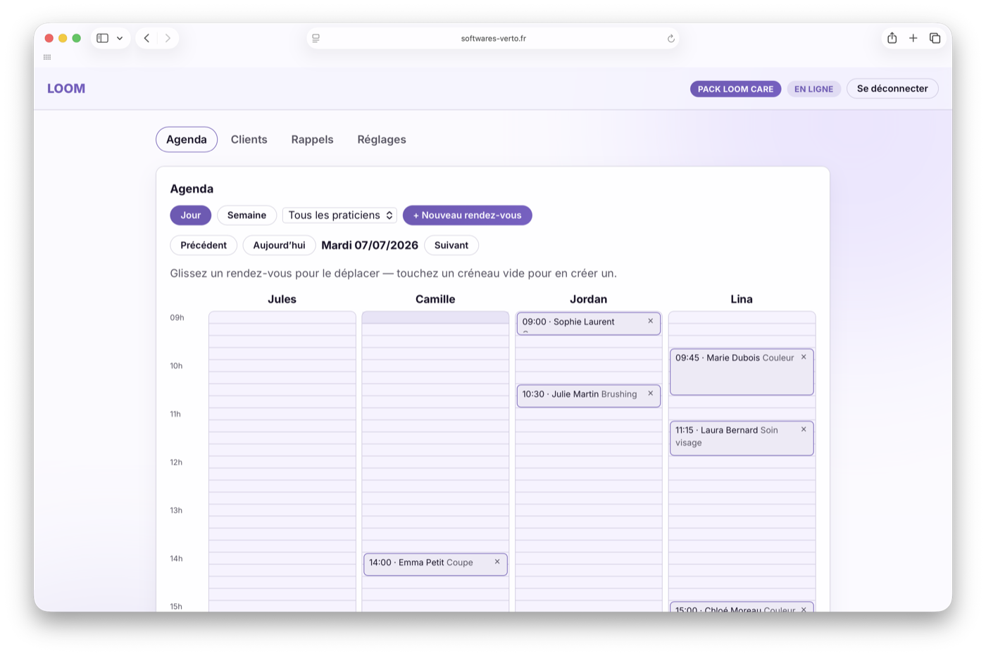 L'application LOOM — agenda